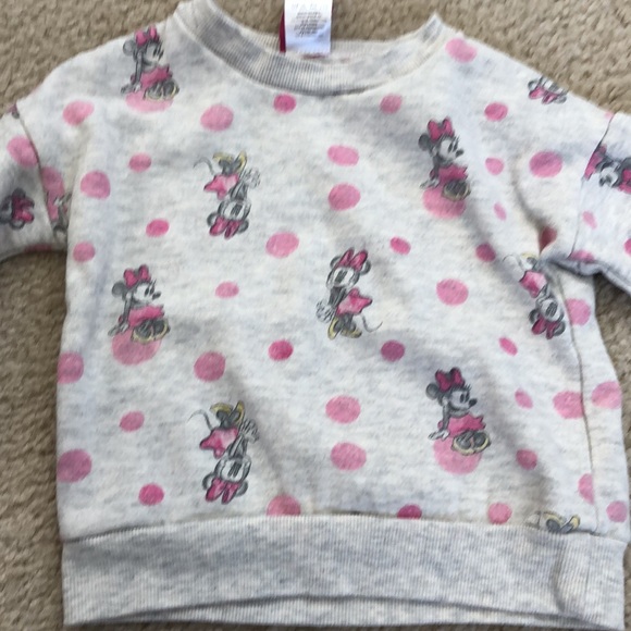 Baby Girl Gray Minnie Mouse Sweatshirt - Size 12M - Picture 2 of 4